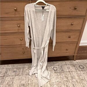 Light Gray Long Knit Cardigan With Belt Karen Millen